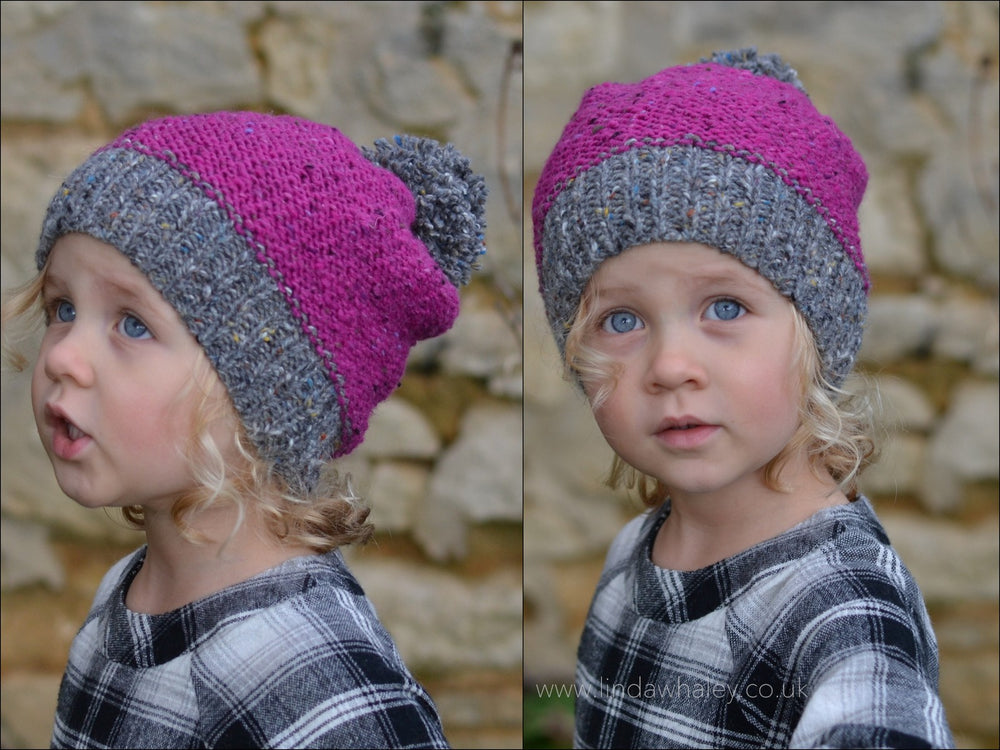 RASPBERRY TWEED BOBBLE HAT