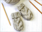 NYSA ARAN CABLED BABY MITTS